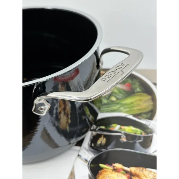 All-Clad FusionTec 4 Quart Ceramic Soup Pot With Lid - Steel Core, Platinum Color - View #3